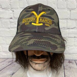 Yellowstone Dutton Ranch Camo Trucker Hat Mesh Cap Snapback Black TV Show Merch
